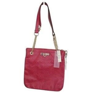 DKNY Pink French Grain Leather Zip Chain Shoulder/Crossbody Bag Womens NWT $175